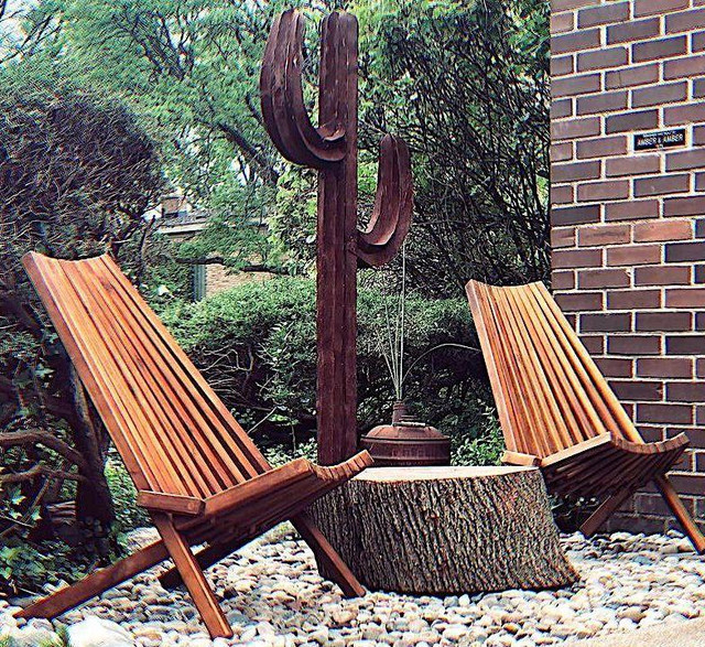 Outdoor Patio Wood Folding Lounge Accent Chair Adirondack Porch Deck in Patio & Garden Furniture