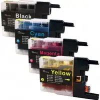 Brother LC75XL Combo Pack (BK-C-M-Y) Compatible Premium Ink Cartridges - High Yield - 4 Cartridges