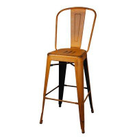 Williston Forge Williston Forge High Back Metal Barstool 30" Counter Height(1 PACK) - Antique White Colour - Light Weigh
