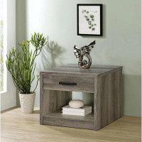 Gracie Oaks Zuria 22.25'' Tall Square End Table in Grey Driftwood