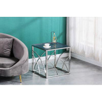 Wrought Studio Modern Stainless Steel Cube Coffee Table With Tempered Glass Top