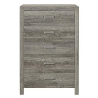 Millwood Pines Transitional Aesthetic Weathered Grey Finish Chest With Drawers Storage Wood Veneer Rusticated Style Bedr
