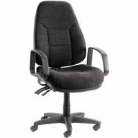 Interion Office Chair With Arms, Fabric, High Back, Black