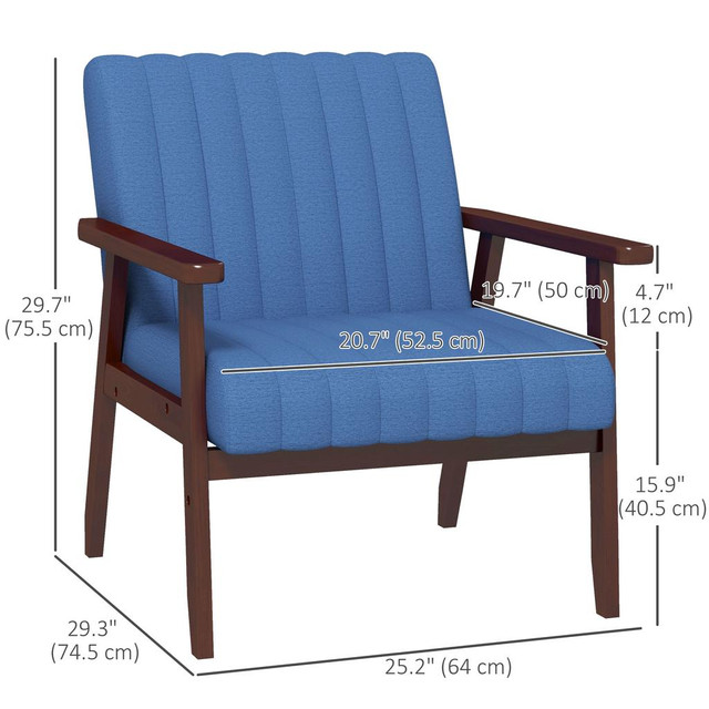 Accent Chair 26" W x 29.3" D x 29.7" H Dark Blue in Chairs & Recliners - Image 3