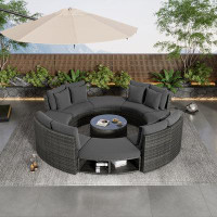 Direct Wicker Lyrissa 9-Piece Wicker All Weather Patio Conversation Sets Outdoor Furniture Sets W/Cushions