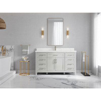 Everly Quinn 60 In. W X 22 In. D Cambridge Single Sink Bathroom Vanity In Coventry Grey With Cove Edge Empira White Quar