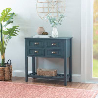 August Grove Bailey Bead Board Four-Drawer Console Table with Shelf