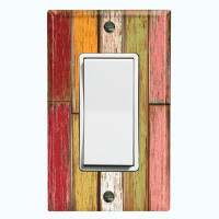 WorldAcc Metal Light Switch Plate Outlet Cover (Colorful Fence - Single Rocker)