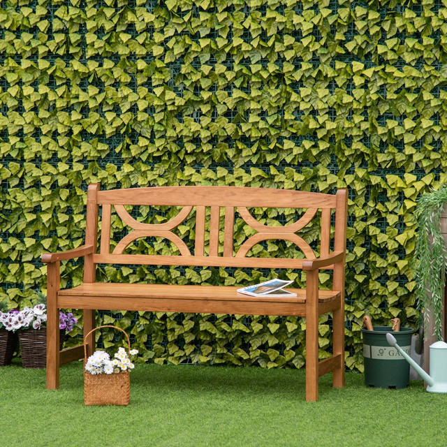 Garden Bench 48.5" x 24" x 35.25" Natural Wood in Patio & Garden Furniture