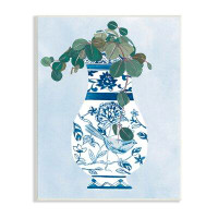 Stupell Industries Green Vine Plant Ornate Blue Bird Vase By Melissa Wang