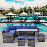 Latitude Run® Mahrus Outdoor Patio Furniture Set, 7 Pieces Outdoor Sectional Conversation Sofa