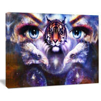 Design Art Tiger and Eagles Eyes Collage Animal Graphic Art on Wrapped Canvas