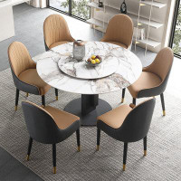 Orren Ellis Modern Simple Household Light Luxury Round Dining Table With Turntable(Chair Not Included)