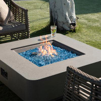 Elementi 13.8" H x 42.1" W Concrete Outdoor Fire Pit Table with Lid