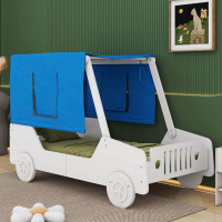 Latitude Run® Twin Size Car Shaped Bed With Tents