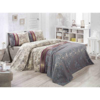 East Urban Home Olivas Grey/Beige/Brown 100% Cotton Bedspread