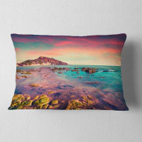 East Urban Home Designart 'Giallonardo Beach Colourful Sunset' Seashore Photo Throw Pillow