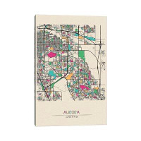East Urban Home Aurora, Colorado Map by Ayse Deniz Akerman - Gallery-Wrapped Canvas Giclée