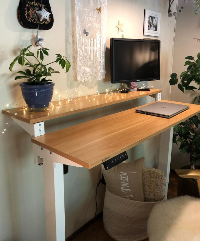 Standing Desk Height Adjustable Computer Desks Office Table Wood Metal in Desks