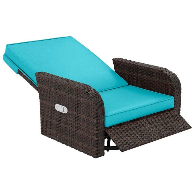 swivel rattan chair 28.7" x 35.4" x 38.6" Turquoise in Patio & Garden Furniture - Image 2