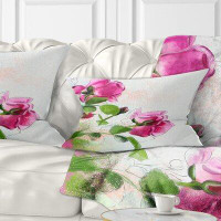 East Urban Home Floral Roses with Leaves Lumbar Pillow