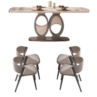 Orren Ellis Modern simple sintered stone dining table set in , Grey