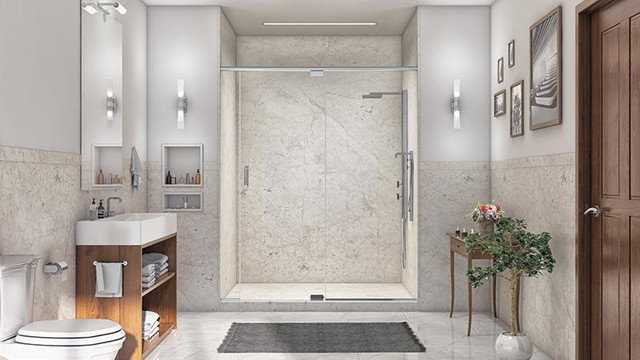 Botticino Cream Shower Wall Surround 5mm - 6 Kit Sizes available ( 35 Colors and Styles Available ) **Includes Delivery in Plumbing, Sinks, Toilets & Showers - Image 3