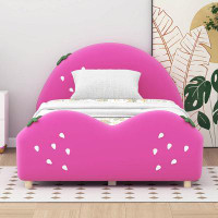 Zoomie Kids Twin Size Upholstered Platform Bed With Strawberry Shaped Headboard And Footboard