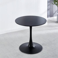 Wrought Studio 31.5"Black Table Mid-Century Dining Table For 2-4 People With Round Mdf Table Top