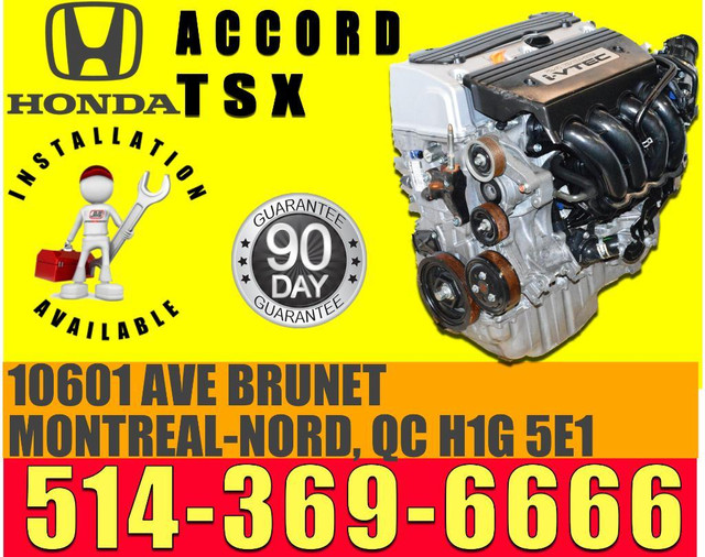 Honda Accord TSX Engine 2.4L K24Z3 2008 2009 2010 2011 2012 installation available in Transmission & Drivetrain in Greater Montréal
