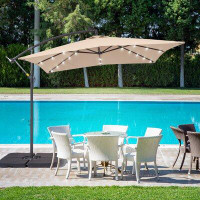 Arlmont & Co. Drex 98.4'' Square Lighted Cantilever Umbrella