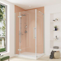 Ove Decors OVE Decors Endless TA1301401 Tampa, Corner Frameless Hinge Shower Door, 35 11/16 To 36 7/8 In. W X 72 In. H,