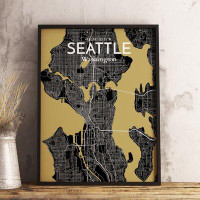 Wrought Studio 'Seattle City Map' Graphic Art Print Poster in Luxe