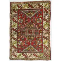 Isabelline One-of-a-Kind Ludvina Hand-Knotted Red 3'11 x 5'9" Wool Area Rug