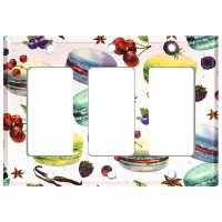 WorldAcc Metal Light Switch Plate Outlet Cover (Colourful Macaron Treat White  - Triple Rocker)