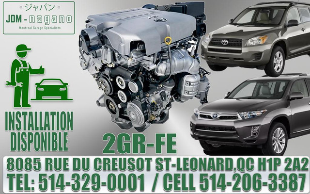 MOTEUR V6 3.5 TOYOTA RAV4 HIGHLANDER 2005 2006 2007 2008 2009 2010 2011 2012 2013 2014 2015 2016 2GR-FE ENGINE in Engine & Engine Parts in Greater Montréal