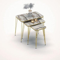 Everly Quinn Rectangular Nesting Set Of 3, Modern Woodgrain Look Base For Living Room Coffee Tables Or Nightstands - Cof