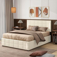 Ivy Bronx Kiriaki Full Size Upholstered Bed with Hydraulic Storage System and LED Light