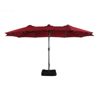 mondawe 15 ft. W. x 9 ft. D. Rectangular Lighted Market Umbrella with Base and Cover