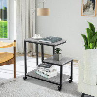 17 Stories 17 Stories End Table On Wheels, 3-tier Sofa Couch Side Table, Ladder-shaped Nightstand For Home Office