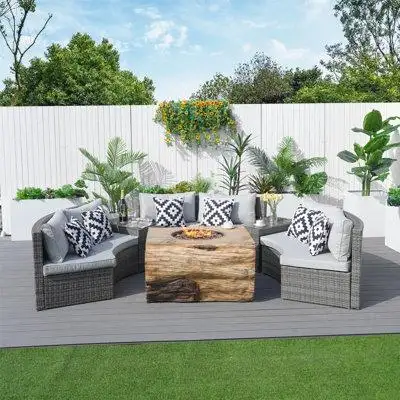 The outdoor conversation set with a fire pit table is a practical addition to your outdoor space. It...