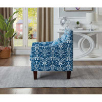 Winston Porter Mid-Century Printing Accent Chair, Velvet Fabric Upholstery Club Chair with Nails