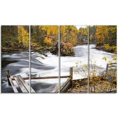 Made in Canada - Design Art 'Fall River Over Riffles and Rocks' 4 Piece Wrapped Canvas Photograph on Canvas Set in Painting & Paint Supplies