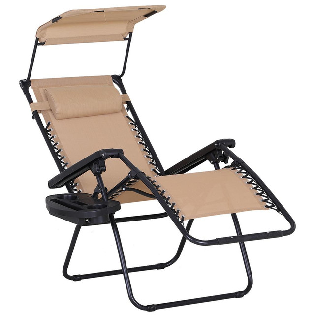 Zero Gravity Chair 35.5" x 26.5" x 43.25" Beige in Patio & Garden Furniture - Image 2