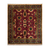 Bungalow Rose Bungalow Rose 8''2''''X9''10'''' Hand Knotted Wool Arts And Craft Oriental Area Rug Raspberry, Green Colou