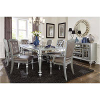Saflon Rosmunda Pearl Faux Leather Upholstered Seat Rectangular Dining Room Set