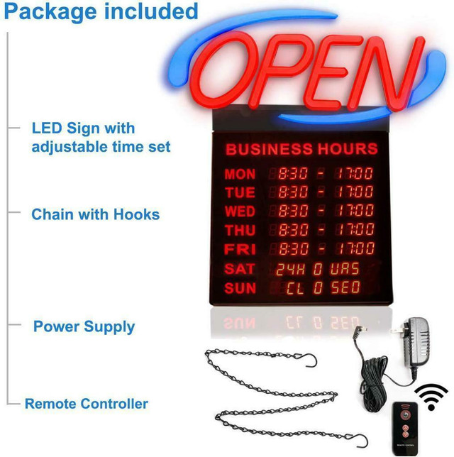 (Great deal )Premier Super Bright SMT LED Open Sign with hours--open box in General Electronics in Toronto (GTA)
