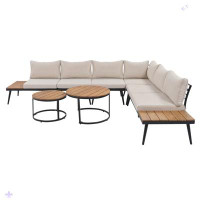 George Oliver 6-Piece Outdoor Sectional Sofa Set With Round Nesting Coffee Tables And Seating Sofa