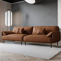 HOUZE 92.91" Brown Genuine Leather Modular Sofa cushion couch