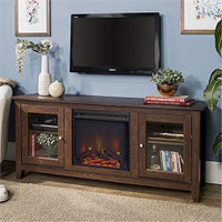 Walker Edison 58" Traditional Electric Fireplace TV Stand -Brown Lot#9731E